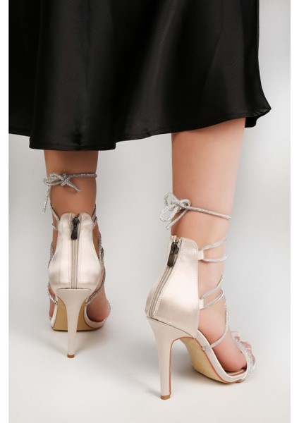 Kadın Heavenly Ten Saten Taşlı Topuklu Ayakkabı fırsatları