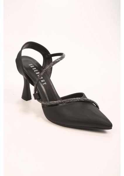 Kadın Silvy Siyah Saten Taşlı Topuklu Ayakkabı indirimleri