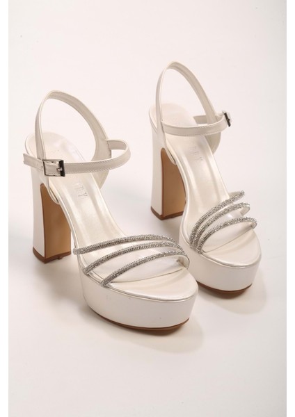 Kadın Pien Sedef Saten Taşlı Platform Topuklu Ayakkabı indirimleri