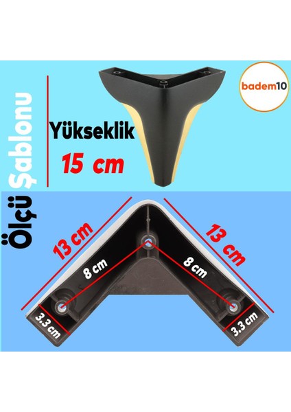 Endülüs Mobilya Kanepe Sehpa Tv Ünitesi Baza Koltuk Ayağı Siyah Renk 15 Cm Ayakları fırsatları