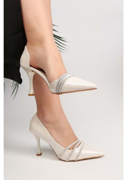 Kadın Aern Sedef Saten Taşlı Topuklu Ayakkabı Stiletto modelleri