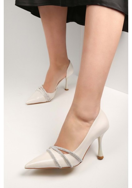 Kadın Aern Sedef Saten Taşlı Topuklu Ayakkabı Stiletto fiyatları