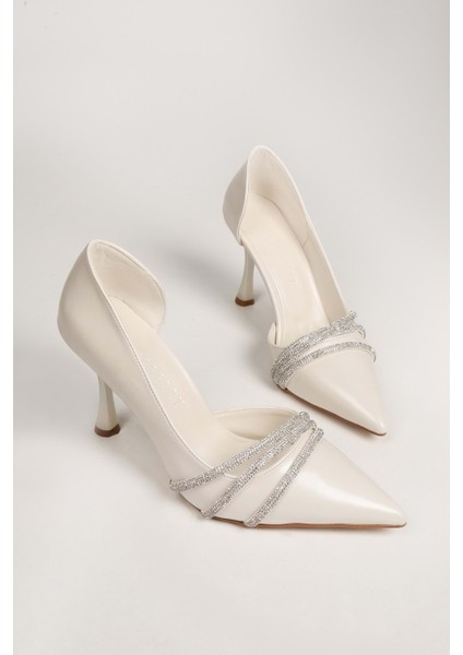 Kadın Aern Sedef Saten Taşlı Topuklu Ayakkabı Stiletto fırsatları