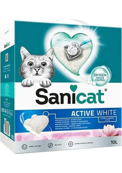 Active White Lotus Flower Topaklaşan Bentonit Kedi Kumu 10 L