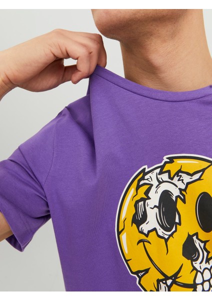 Jorcrown Skull Tee Ss Crew Neck Fst Mor Erkek T-Shirt 12232656-Deep fırsatları