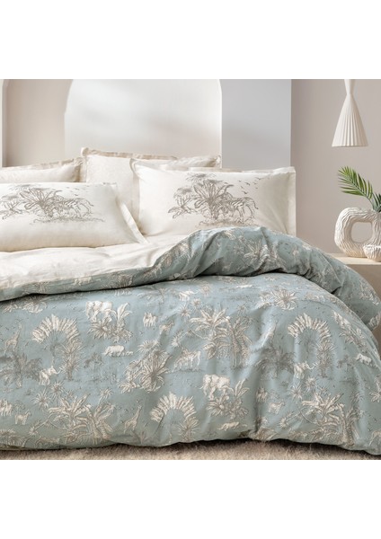 Bedding Aster Çift Kişilik Ranforce Nevresim Takımı - Adaçayı