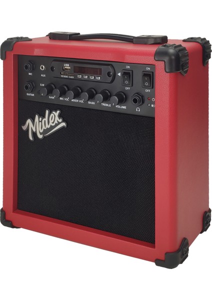 MGA-25RD ELEKTRO Gitar Amfisi 25 Watt USB Bluetooth Şarjlı 2 Girişli