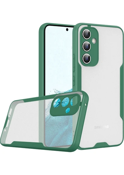 Case 4U Samsung Galaxy A14 Uyumlu Kılıf Kamera Korumalı Ultra Ince Buzlu Mat Renkli Parfe Silikon Kapak Koyu Yeşil