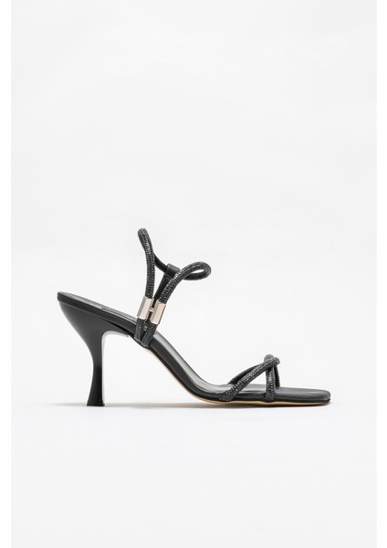 Siyah Kadın Topuklu Sandalet