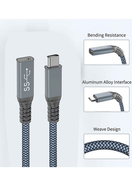 Type-C Erkek-Dişi Uzatma Hattı Uzatma Hattı Type-C Erkek-Dişi Veri Kablosu (Yurt Dışından)