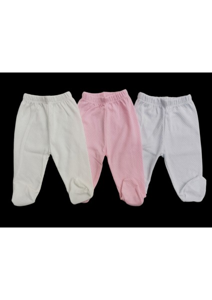 Bebek Patikli Alt Hava Alır Kumaş Düz Renk (3 Lü Paket Beyaz-Pembe-Krem)10 modelleri