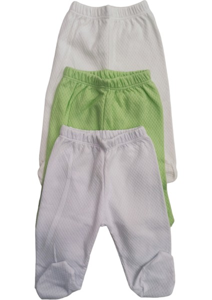 Bebek Patikli Alt Hava Alır Kumaş Düz Renk (3 Lü Paket Beyaz-Krem-Çağla Yeşili )10