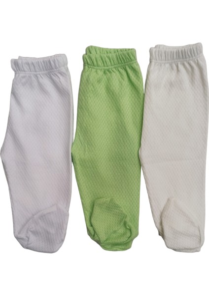 Bebek Patikli Alt Hava Alır Kumaş Düz Renk (3 Lü Paket Beyaz-Krem-Çağla Yeşili )10 modelleri