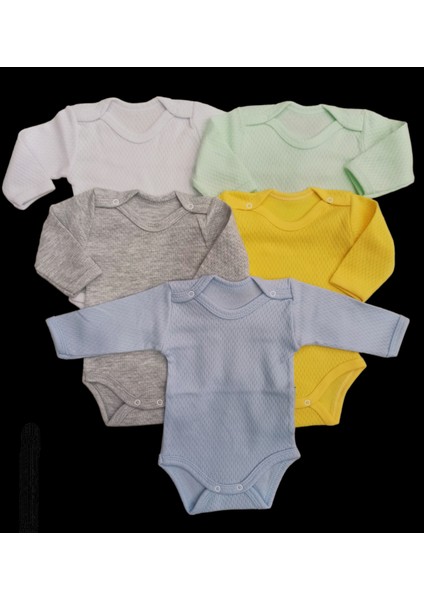 Uzun Kollu Çıtçıtlı Badi Bisiklet Yaka Body Hava Alır Kumaş Düz Renk Zıbın (5li Paket) 0-48 Ay Arası10 fırsatları