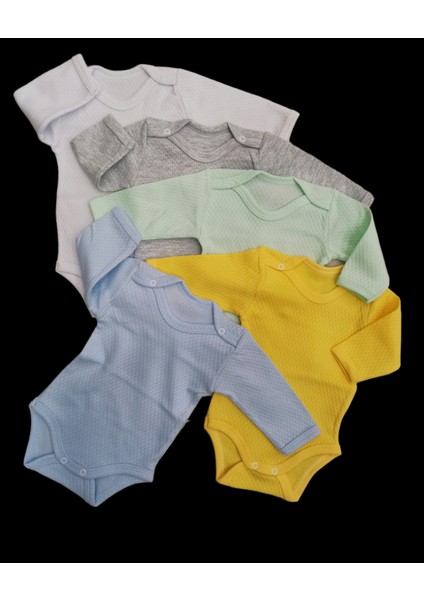 Uzun Kollu Çıtçıtlı Badi Bisiklet Yaka Body Hava Alır Kumaş Düz Renk Zıbın (5li Paket) 0-48 Ay Arası10 indirimleri