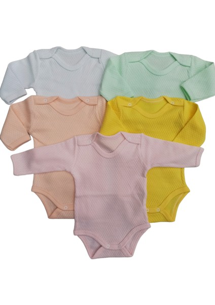 Uzun Kollu Çıtçıtlı Badi Bisiklet Yaka Body Hava Alır Kumaş Düz Renk Zıbın (5li Paket) 0-48 Ay Arası10 indirimleri