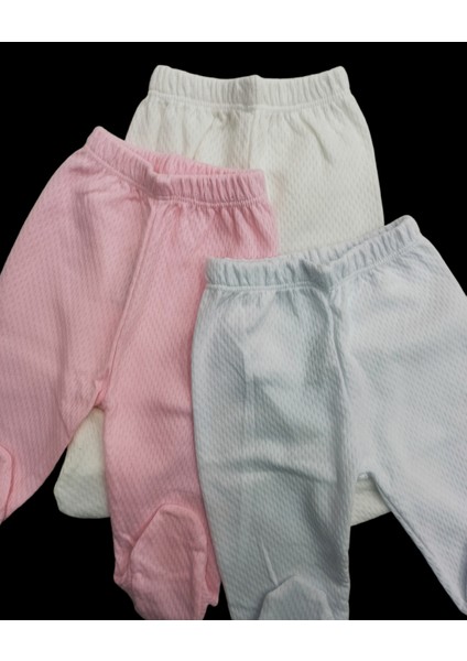Bebek Patikli Alt Hava Alır Kumaş Düz Renk (3 Lü Paket Beyaz-Pembe-Krem)10 indirimleri