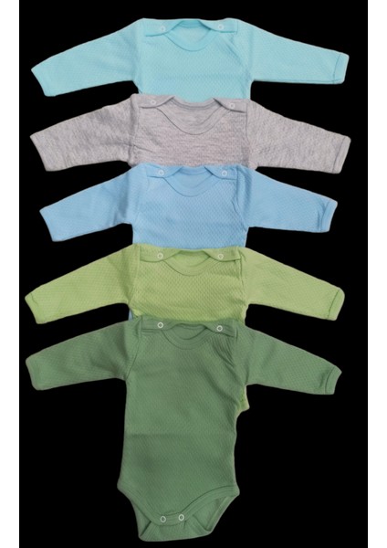 Uzun Kollu Çıtçıtlı Badi Bisiklet Yaka Body Hava Alır Kumaş Düz Renk Zıbın (5li Paket) 0-48 Ay Arası10 fiyatları