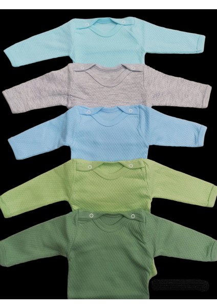 Uzun Kollu Çıtçıtlı Badi Bisiklet Yaka Body Hava Alır Kumaş Düz Renk Zıbın (5li Paket) 0-48 Ay Arası10 modelleri