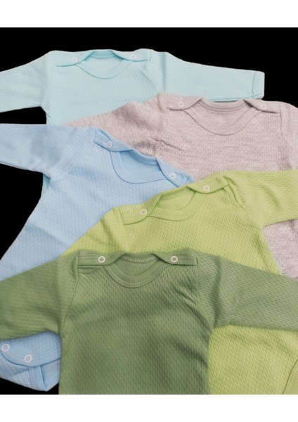 Uzun Kollu Çıtçıtlı Badi Bisiklet Yaka Body Hava Alır Kumaş Düz Renk Zıbın (5li Paket) 0-48 Ay Arası10 indirimleri