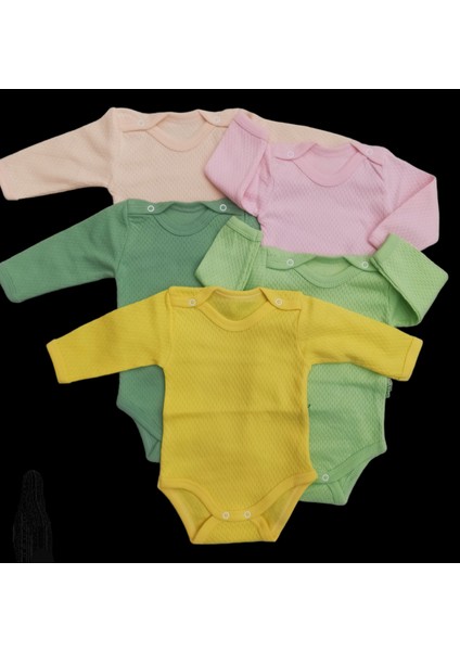 Uzun Kollu Çıtçıtlı Badi Bisiklet Yaka Body Hava Alır Kumaş Düz Renk Zıbın (5li Paket) 0-48 Ay Arası10 fırsatları
