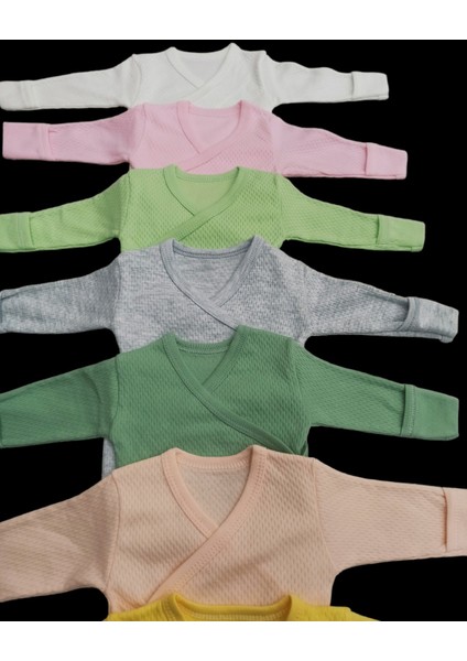Uzun Kollu Kendinden Eldiven Çıtçıtlı Kruvaze Badi (7 Li Paket) Beyaz-Pembe-Çağla-Gri-Küf-Somon-Sarı10 modelleri
