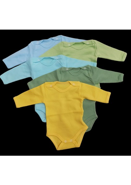 Uzun Kollu Çıtçıtlı Badi Bisiklet Yaka Body Hava Alır Kumaş Düz Renk Zıbın (5li Paket) 0-48 Ay Arası10 indirimleri