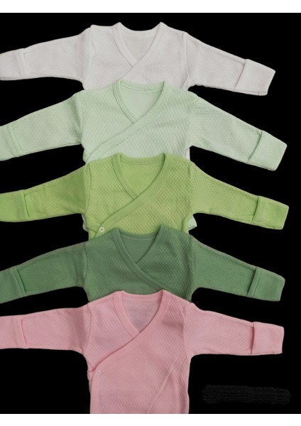 Uzun Kollu Kendinden Eldivenli Çıtçıtlı Kruvaze Badi (5 Li Paket) Beyaz-Suyeşili-Çağla-Küf-Pembe10