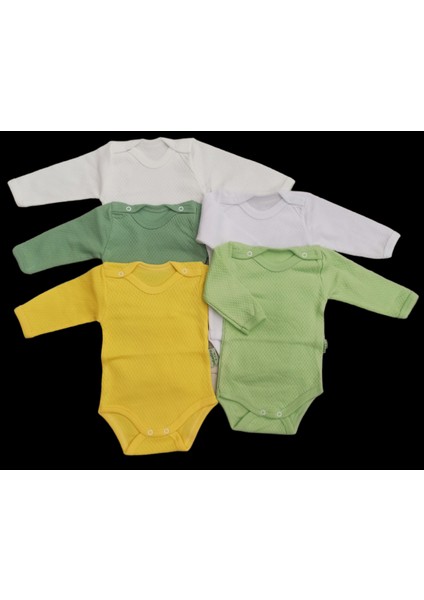 Uzun Kollu Çıtçıtlı Badi Bisiklet Yaka Body Hava Alır Kumaş Düz Renk Zıbın (5li Paket) 0-48 Ay Arası10 fırsatları