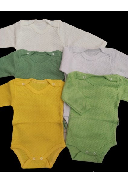 Uzun Kollu Çıtçıtlı Badi Bisiklet Yaka Body Hava Alır Kumaş Düz Renk Zıbın (5li Paket) 0-48 Ay Arası10 indirimleri