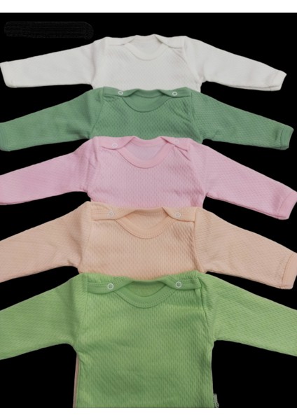 Uzun Kollu Çıtçıtlı Badi Bisiklet Yaka Body Hava Alır Kumaş Düz Renk Zıbın (5li Paket) 0-48 Ay Arası10 modelleri