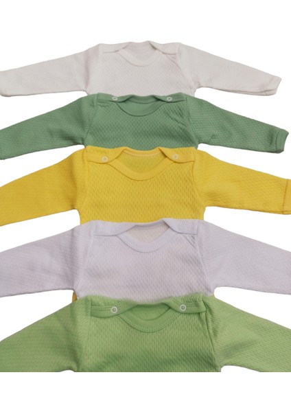 Uzun Kollu Çıtçıtlı Badi Bisiklet Yaka Body Hava Alır Kumaş Düz Renk Zıbın (5li Paket) 0-48 Ay Arası10 modelleri