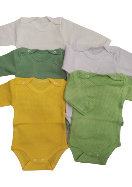 Uzun Kollu Çıtçıtlı Badi Bisiklet Yaka Body Hava Alır Kumaş Düz Renk Zıbın (5li Paket) 0-48 Ay Arası10 indirimleri
