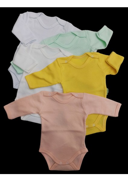 Uzun Kollu Çıtçıtlı Badi Bisiklet Yaka Body Hava Alır Kumaş Düz Renk Zıbın (5li Paket) 0-48 Ay Arası10 fırsatları