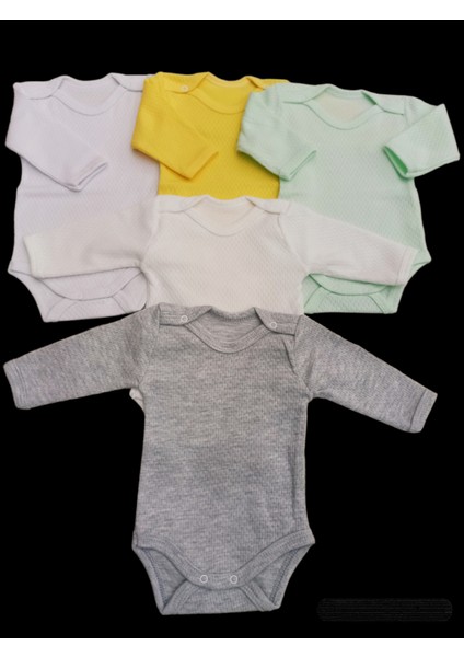 Uzun Kollu Çıtçıtlı Badi Bisiklet Yaka Body Hava Alır Kumaş Düz Renk Zıbın (5li Paket) 0-48 Ay Arası10 fiyatları