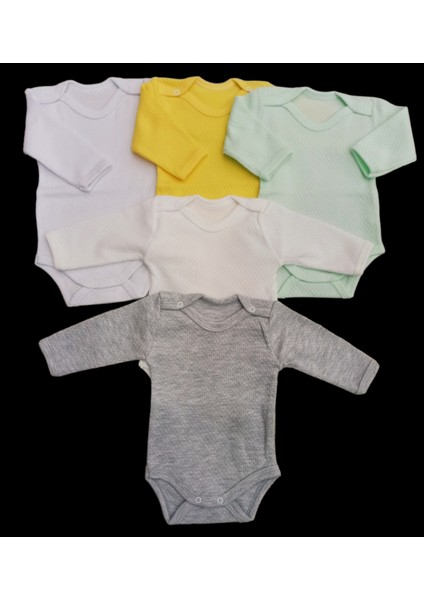 Uzun Kollu Çıtçıtlı Badi Bisiklet Yaka Body Hava Alır Kumaş Düz Renk Zıbın (5li Paket) 0-48 Ay Arası10 fırsatları