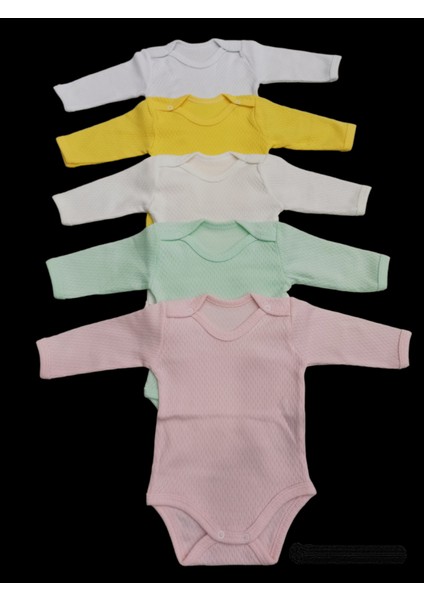 Uzun Kollu Çıtçıtlı Badi Bisiklet Yaka Body Hava Alır Kumaş Düz Renk Zıbın (5li Paket) 0-48 Ay Arası10 fiyatları
