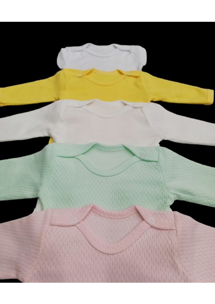 Uzun Kollu Çıtçıtlı Badi Bisiklet Yaka Body Hava Alır Kumaş Düz Renk Zıbın (5li Paket) 0-48 Ay Arası10 modelleri