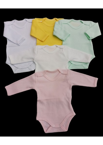Uzun Kollu Çıtçıtlı Badi Bisiklet Yaka Body Hava Alır Kumaş Düz Renk Zıbın (5li Paket) 0-48 Ay Arası10 indirimleri