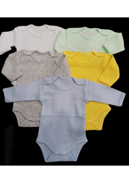 Uzun Kollu Çıtçıtlı Badi Bisiklet Yaka Body Hava Alır Kumaş Düz Renk Zıbın (5li Paket) 0-48 Ay Arası10 fiyatları