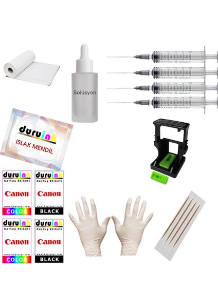 Canon IP2600 MP140 MP190 (Pg 37 cl 38) Kartuş Dolum Seti 4X100ML 4 Renkli Mürekkep