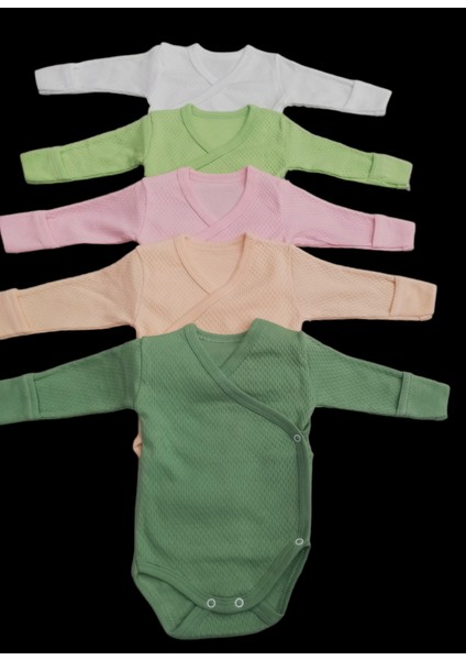 Uzun Kollu Kendinden Eldivenli Çıtçıtlı Kruvaze Badi (5 Li Paket) Beyaz-Çagla-Pembe-Somon-Küf10 indirimleri