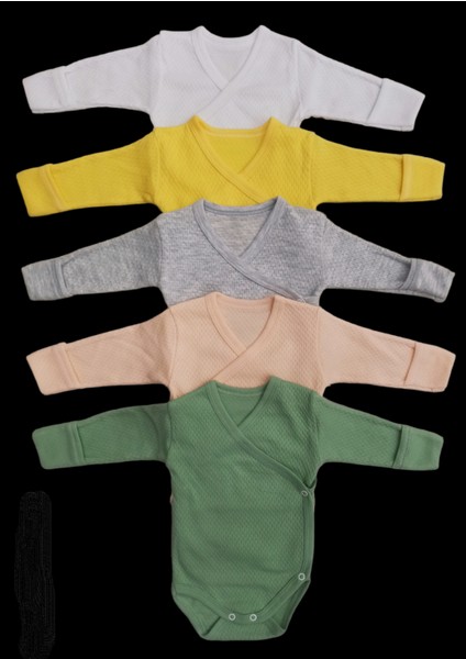 Uzun Kollu Kendinden Eldivenli Çıtçıtlı Kruvaze Badi (5 Li Paket) Beyaz-Sarı-Gri-Somon-Küf10 fiyatları