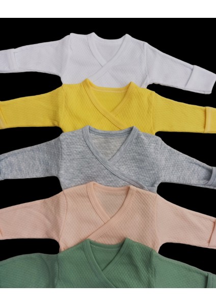 Uzun Kollu Kendinden Eldivenli Çıtçıtlı Kruvaze Badi (5 Li Paket) Beyaz-Sarı-Gri-Somon-Küf10 modelleri