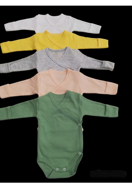 Uzun Kollu Kendinden Eldivenli Çıtçıtlı Kruvaze Badi (5 Li Paket) Beyaz-Sarı-Gri-Somon-Küf10 fırsatları