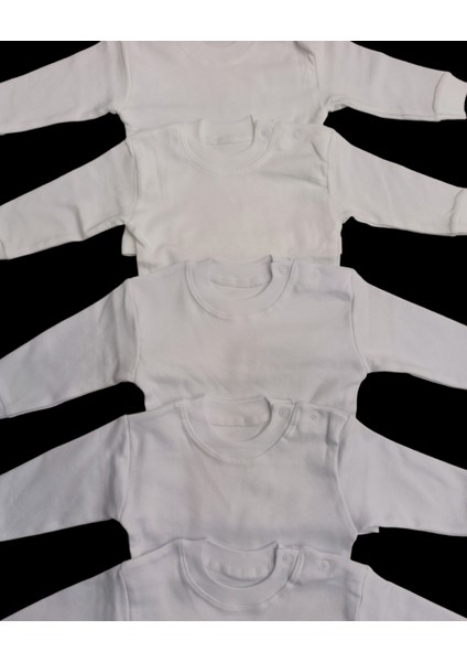 Uzun Kollu Omuzdan Çıtçıtlı Bisiklet Yaka Bebek Üst Badisi (5li Paket)