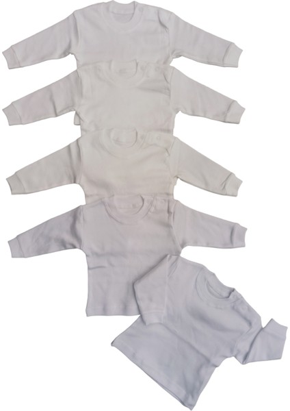 Uzun Kollu Omuzdan Çıtçıtlı Bisiklet Yaka Bebek Üst Badisi (5li Paket)10