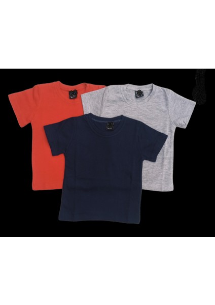 Basic Düz Bisiklet Yaka Kısa Kollu Likralı Badi Sweat T-Shirt (3 Lü Paket Gri-Kırmızı-Lacivert) fiyatları