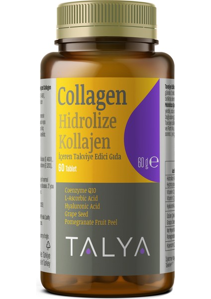 Hidrolize Kollajen İçeren Takviye Edici Gıda, Tip I Ve Tip Iıı Kollajen, 60 Tablet