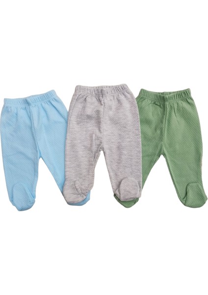 Bebek Patikli Alt Hava Alır Kumaş Düz Renk (3 Lü Paket Küf-Gri- Su Yeşili)10